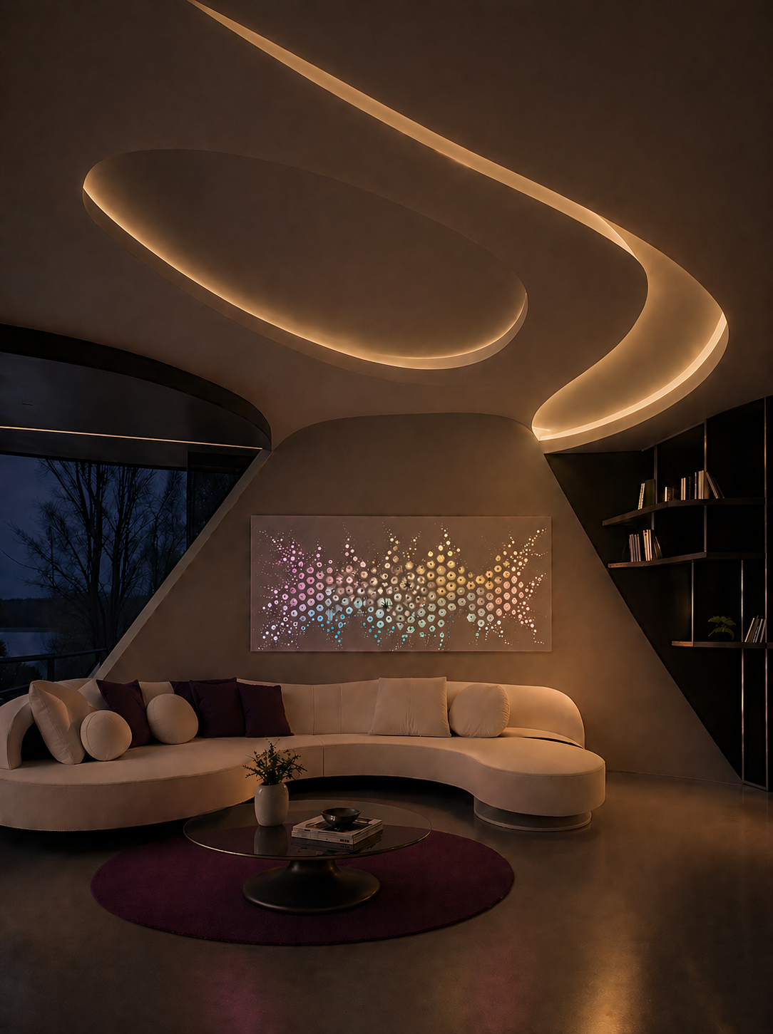 Pannello luminoso LED in salotto contemporaneo